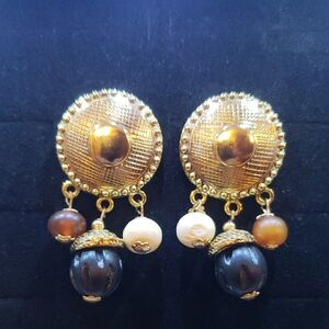 Elegant Gold and Black Dangle Earrings